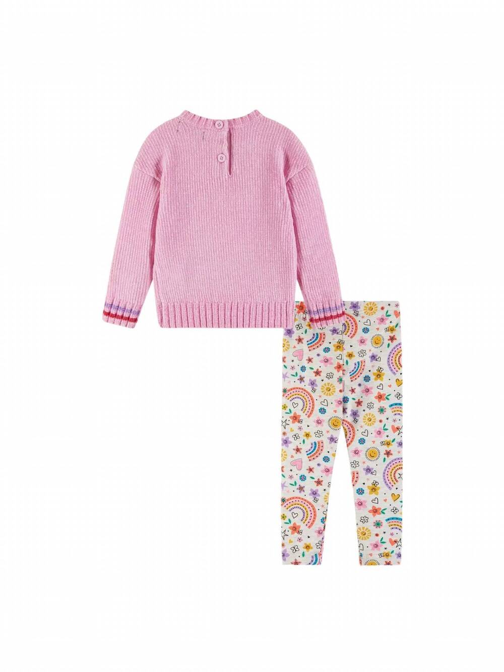 NEW ANDY & EVAN kid's chenille sweater and printed legging set in pink multi